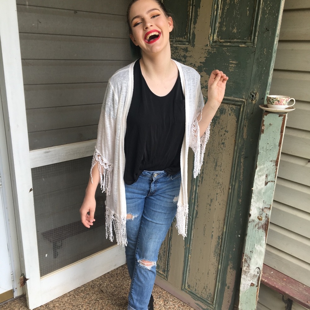 Soft Off White Fringe Cardigan